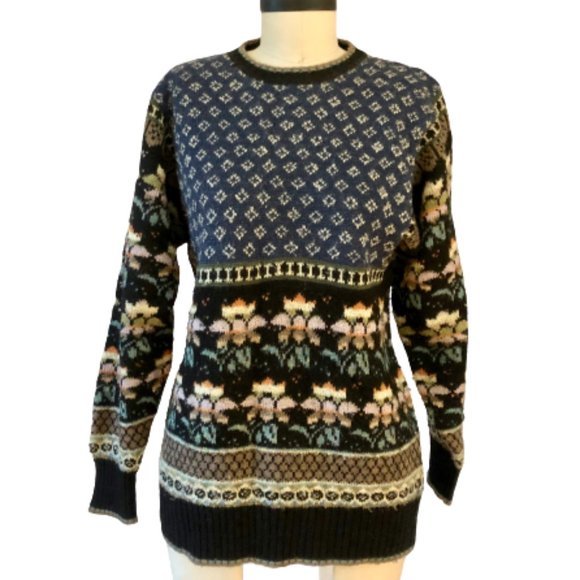 Vintage Mixed Pattern Country Floral Sweater - Picture 1 of 13